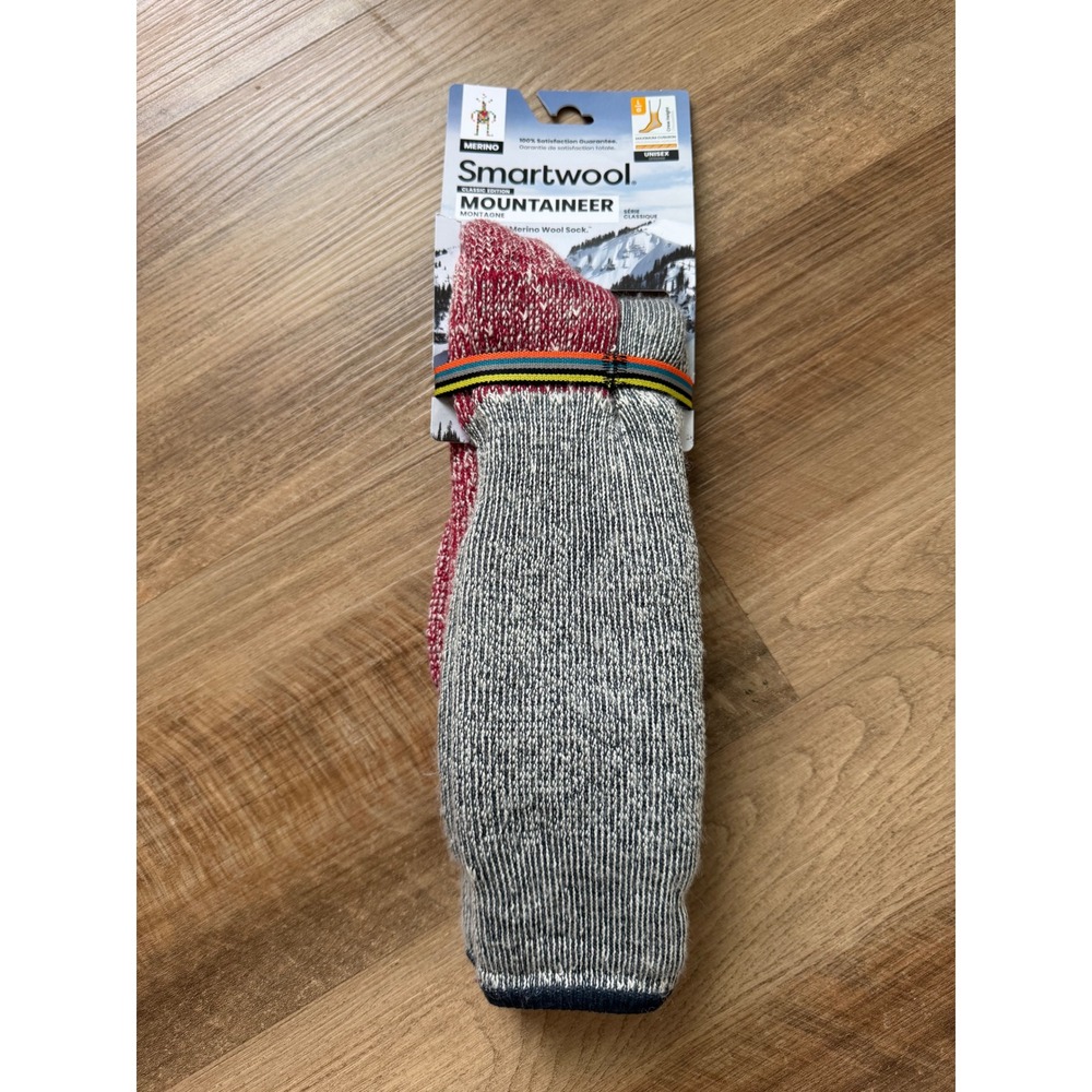 Smartwool Mountaineer Classic Edition Merino Wool Socks Unisex Large Gray Red